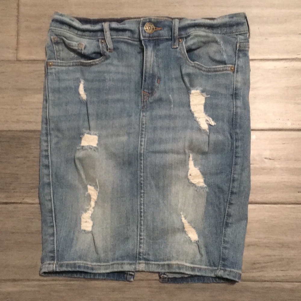 Express Distressed Jean Skirt
